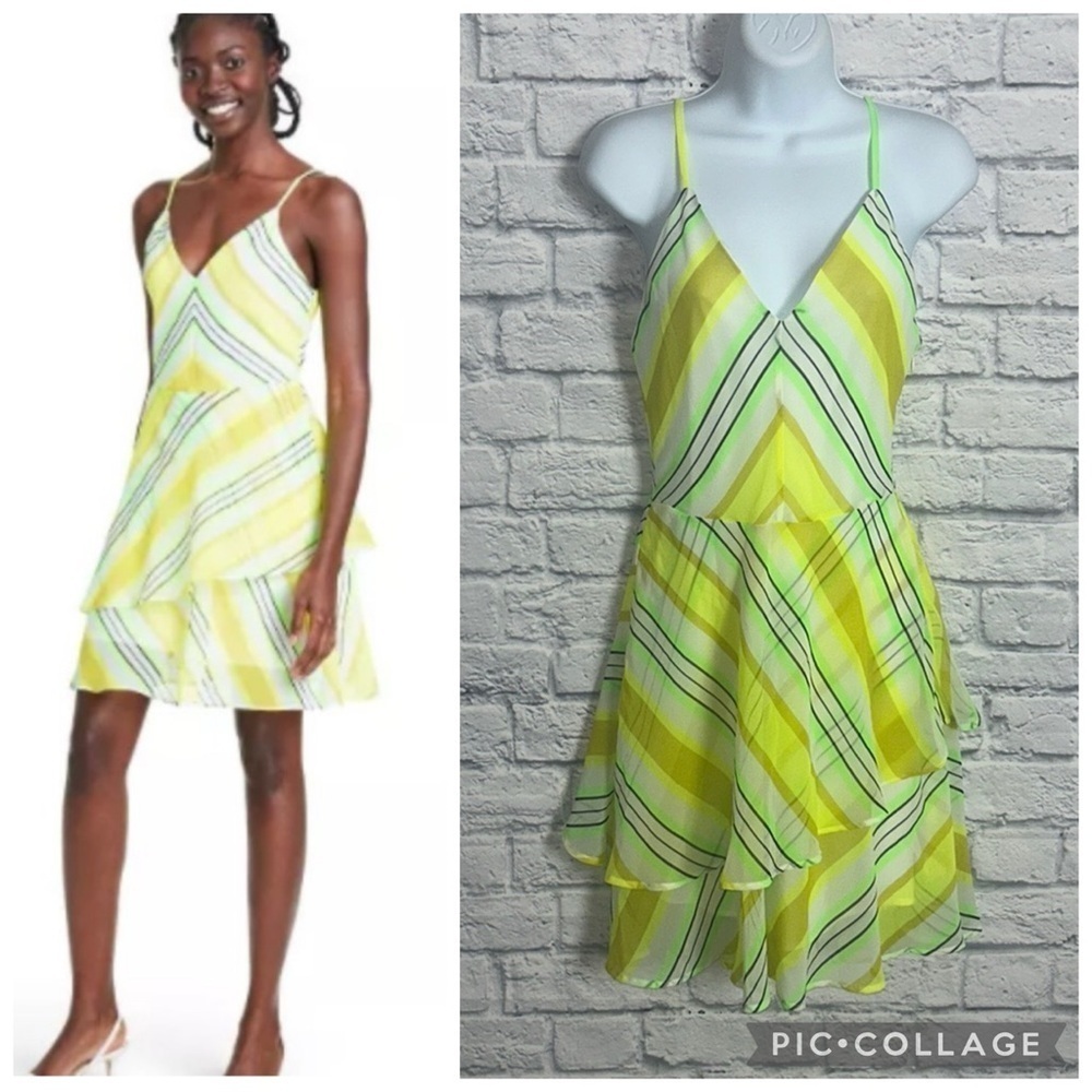 Christopher John Rogers Target 2 Yellow Striped Sleeveless Layer Slip Dress